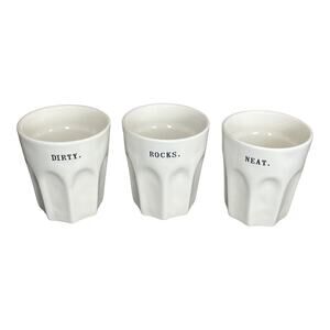 Rae Dunn Ceramic DRINKING GLASS Set (3) Glassware 8oz DIRTY ROCKS NEAT Martini